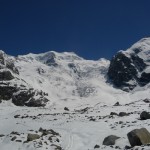 Piz Bernina - Le labyrinthe, à droite contre le rocher